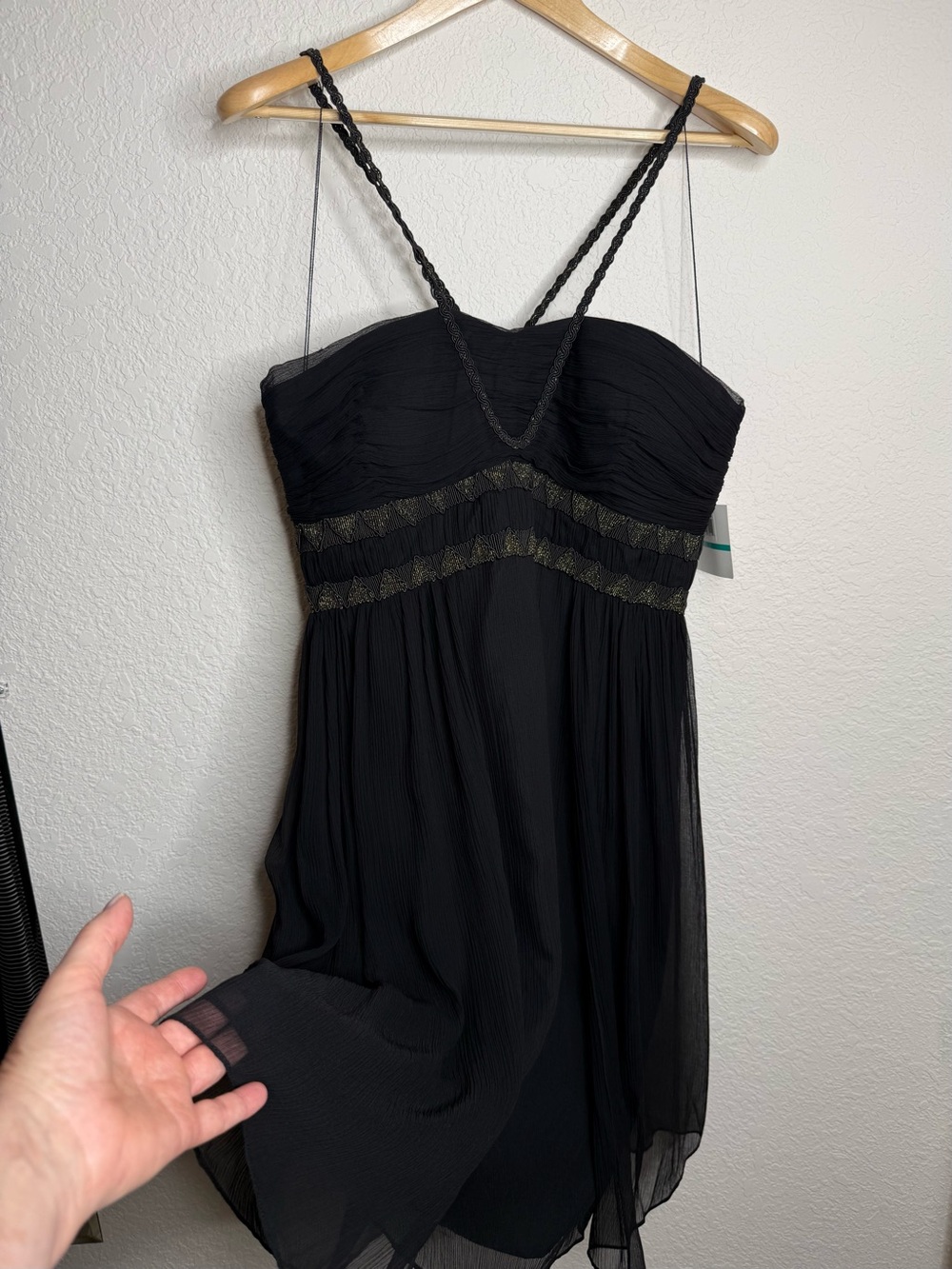NWT Donna Morgan 100% Silk Black Elegant Cocktail Dress Size 16